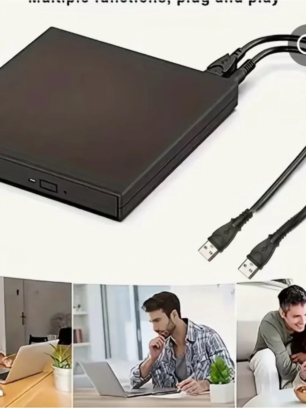 External USB 3.0 Black CD/DVD Drive with Card Reader